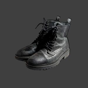 All Saints Military Boots Size 8 Black Leather Side Zip